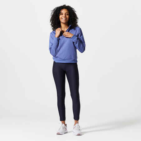 Women's Cardio Fitness Long-Sleeved Cropped Sweatshirt - Storm Blue