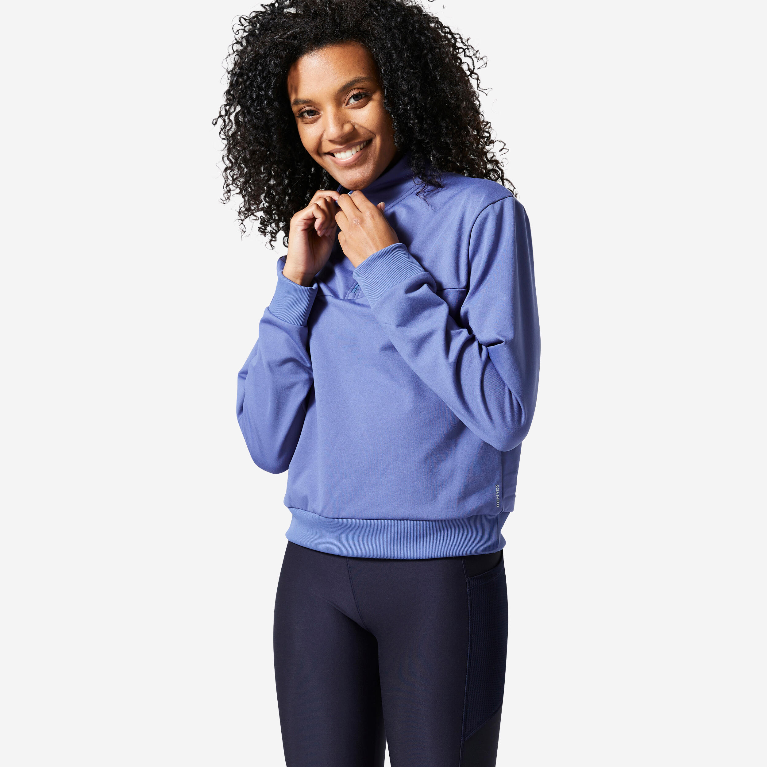 Women's Cardio Fitness Long-Sleeved Cropped Sweatshirt - Storm Blue 1/5