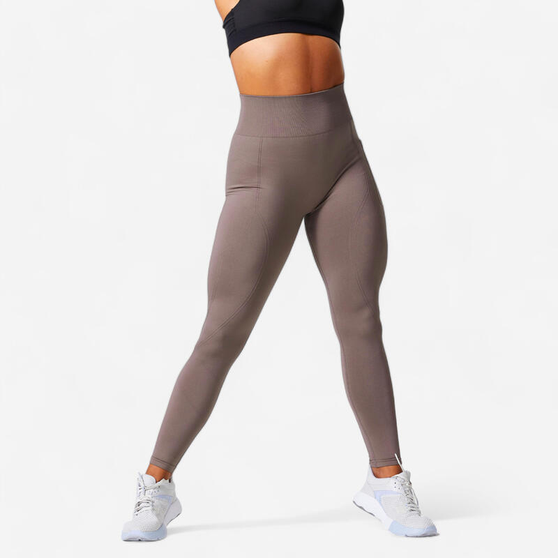 Colanți Seamless 900 Fitness cardio efect Push Up Maro Damă 