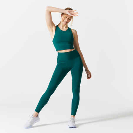 Women's Medium-Support Crop Top Sports Bra - Pine Green