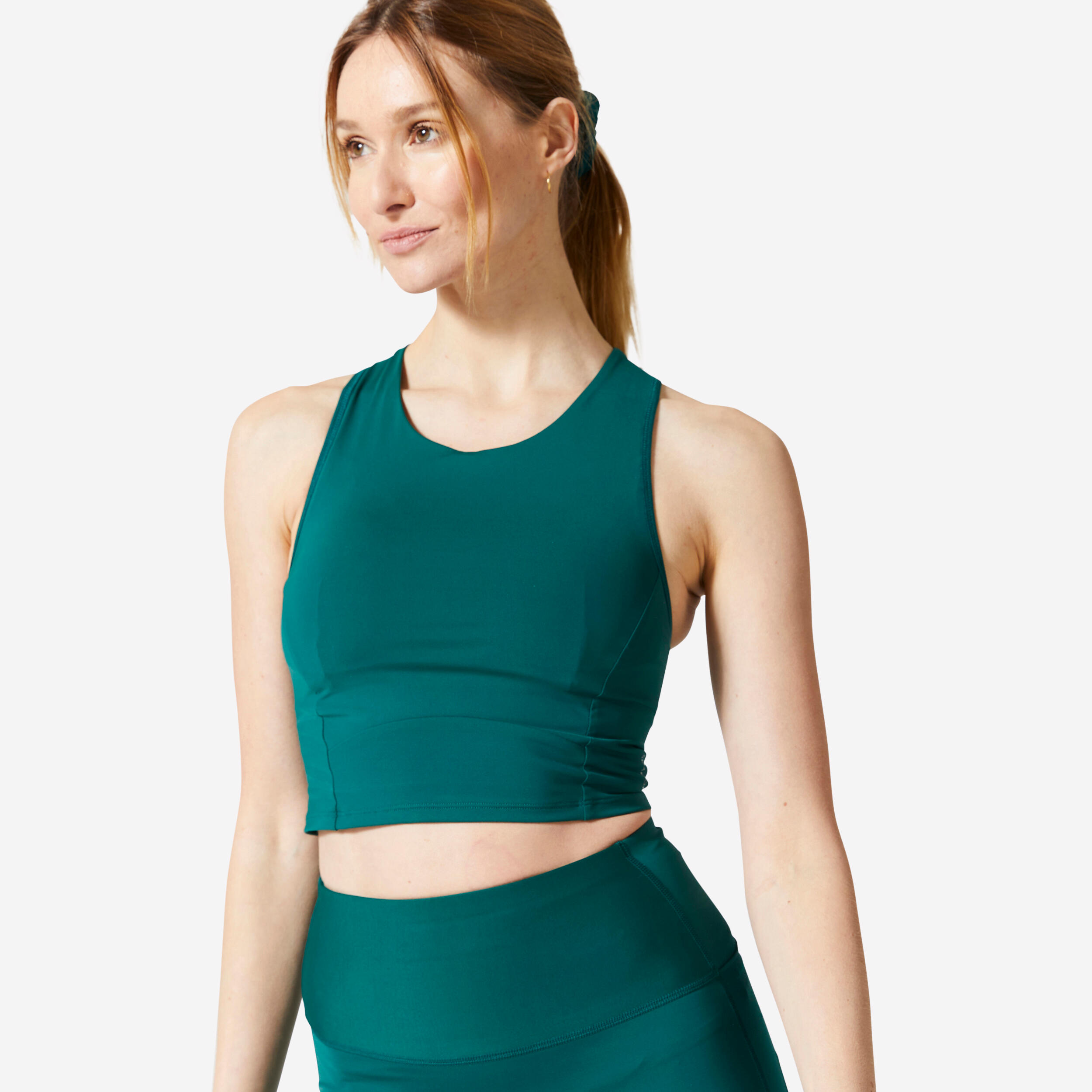 Women's Medium-Support Crop Top Sports Bra - Pine Green 1/5