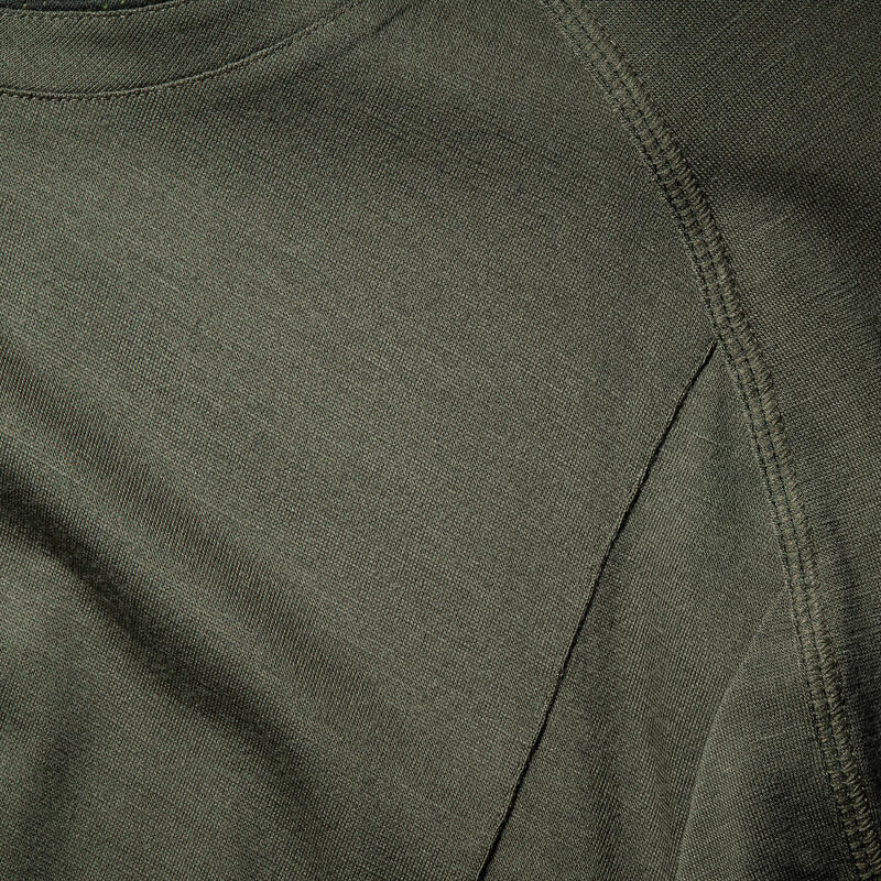 T-shirt lana merinos trekking uomo manica lunga MT500 WOOL verde oliva