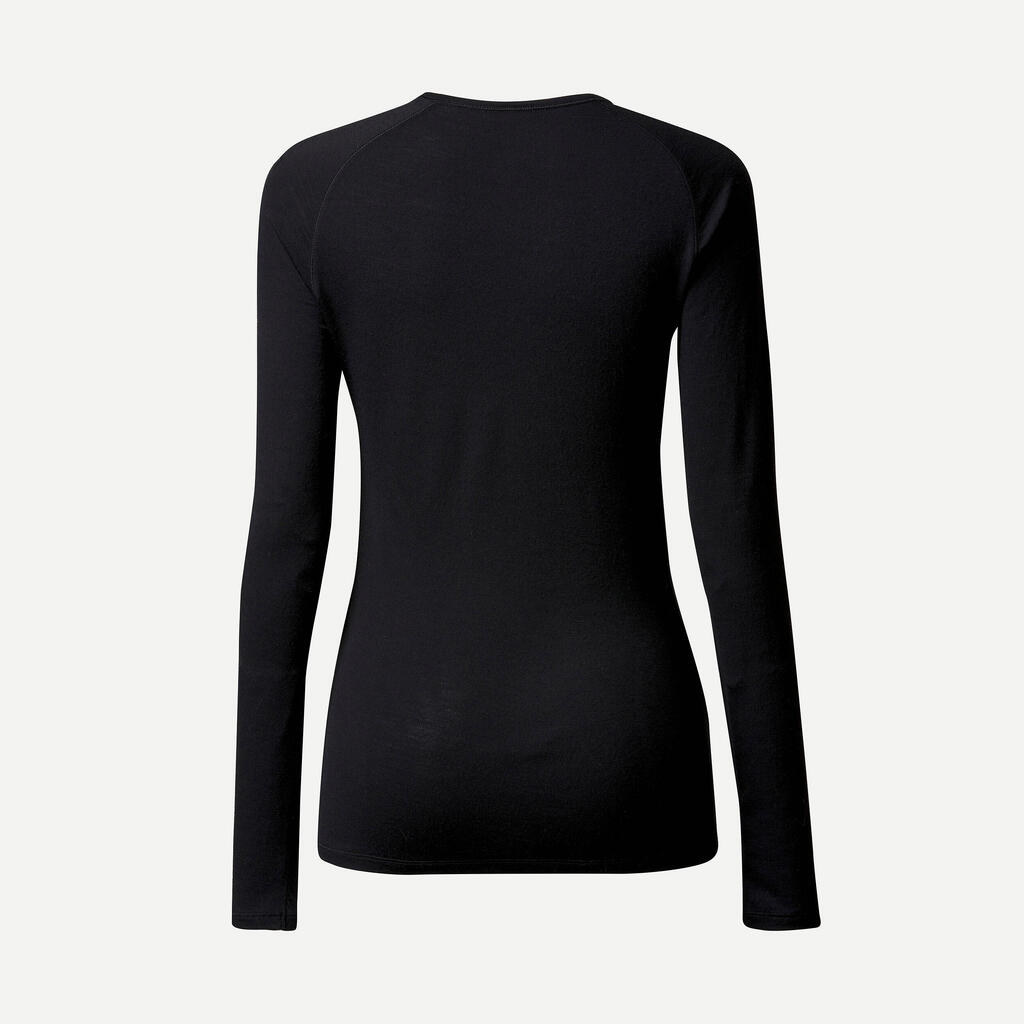 Langarmshirt Damen 100 % Merinowolle Bergwandern - MT500 ungefärbt