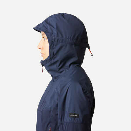 Women’s mountain trekking windbreaker softshell jacket - MT900 navy blue