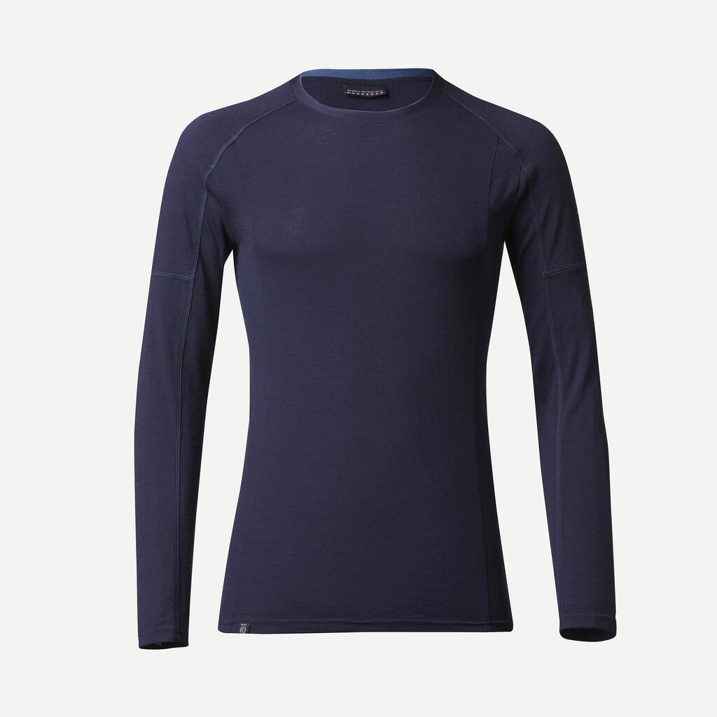 Vyriški ilgarankoviai marškinėliai su merino vilna „MT500“, tamsiai mėlyni