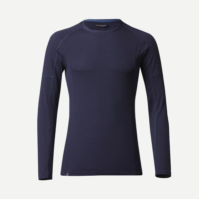 T-shirt lana merinos montagna uomo MT500 WOOL blu