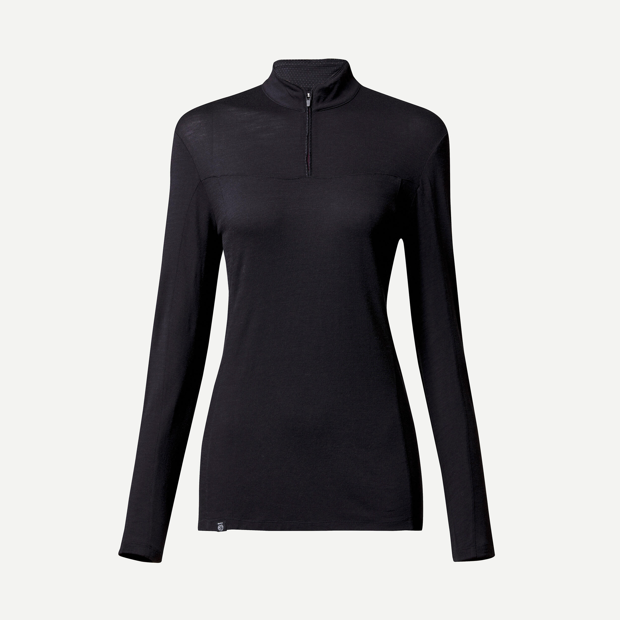 Chandail à glissière en laine mérinos femme – MT 500 noir - FORCLAZ