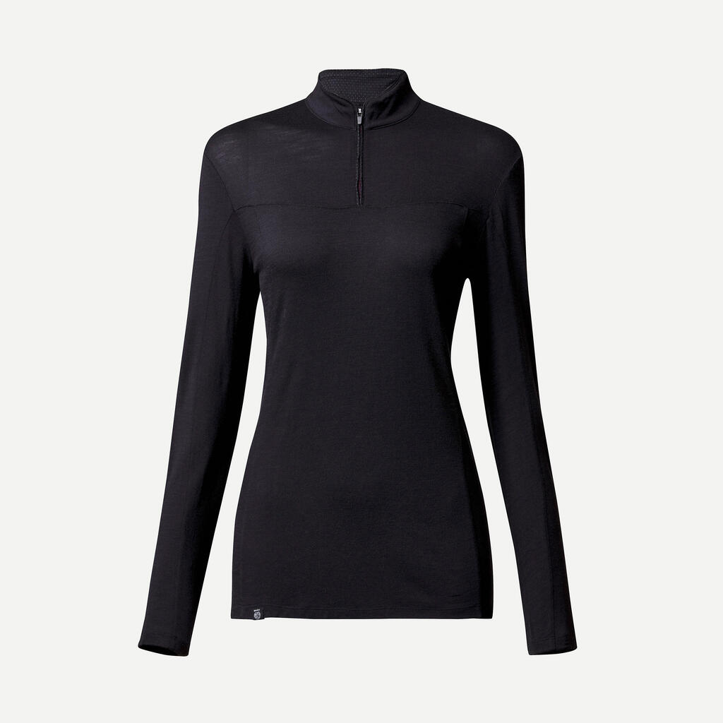 Merino Shirt Damen langarm Kragen Zip - MT500