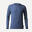 Men's long-sleeved travel trekking Merino wool T-shirt - TRAVEL 500 - blue