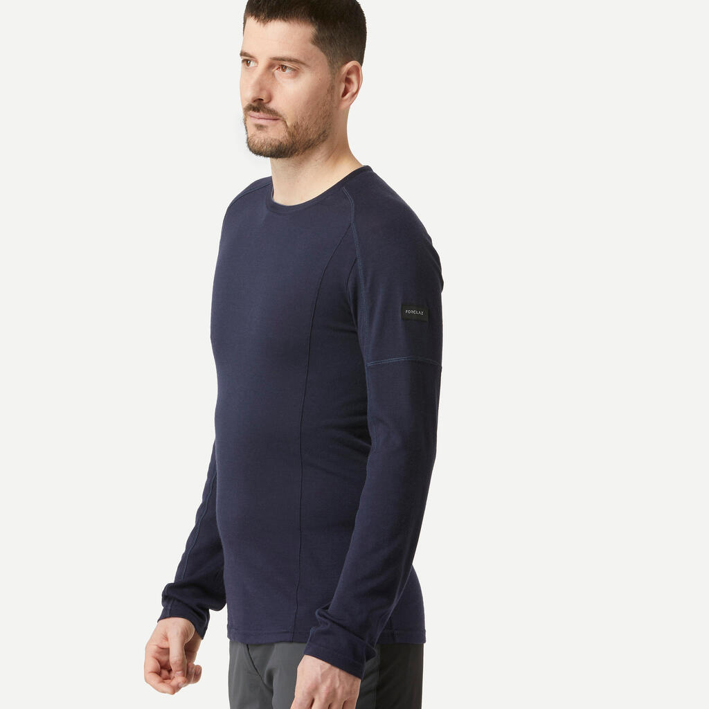 Vyriški ilgarankoviai marškinėliai su merino vilna „MT500“, tamsiai mėlyni