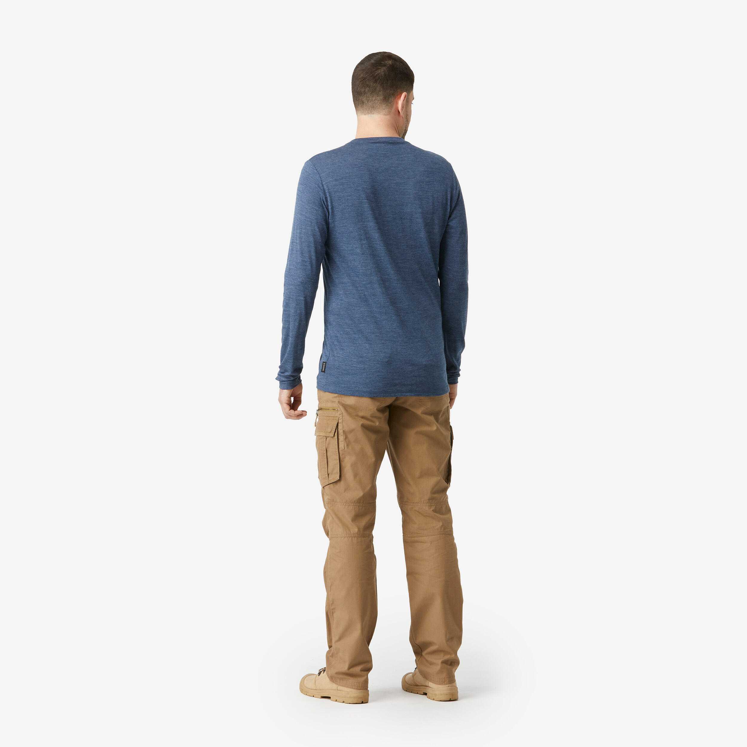 Men’s Long Sleeve Merino Wool Hiking T-Shirt - Travel 500 - FORCLAZ