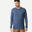 Men's long-sleeved travel trekking Merino wool T-shirt - TRAVEL 500 - blue