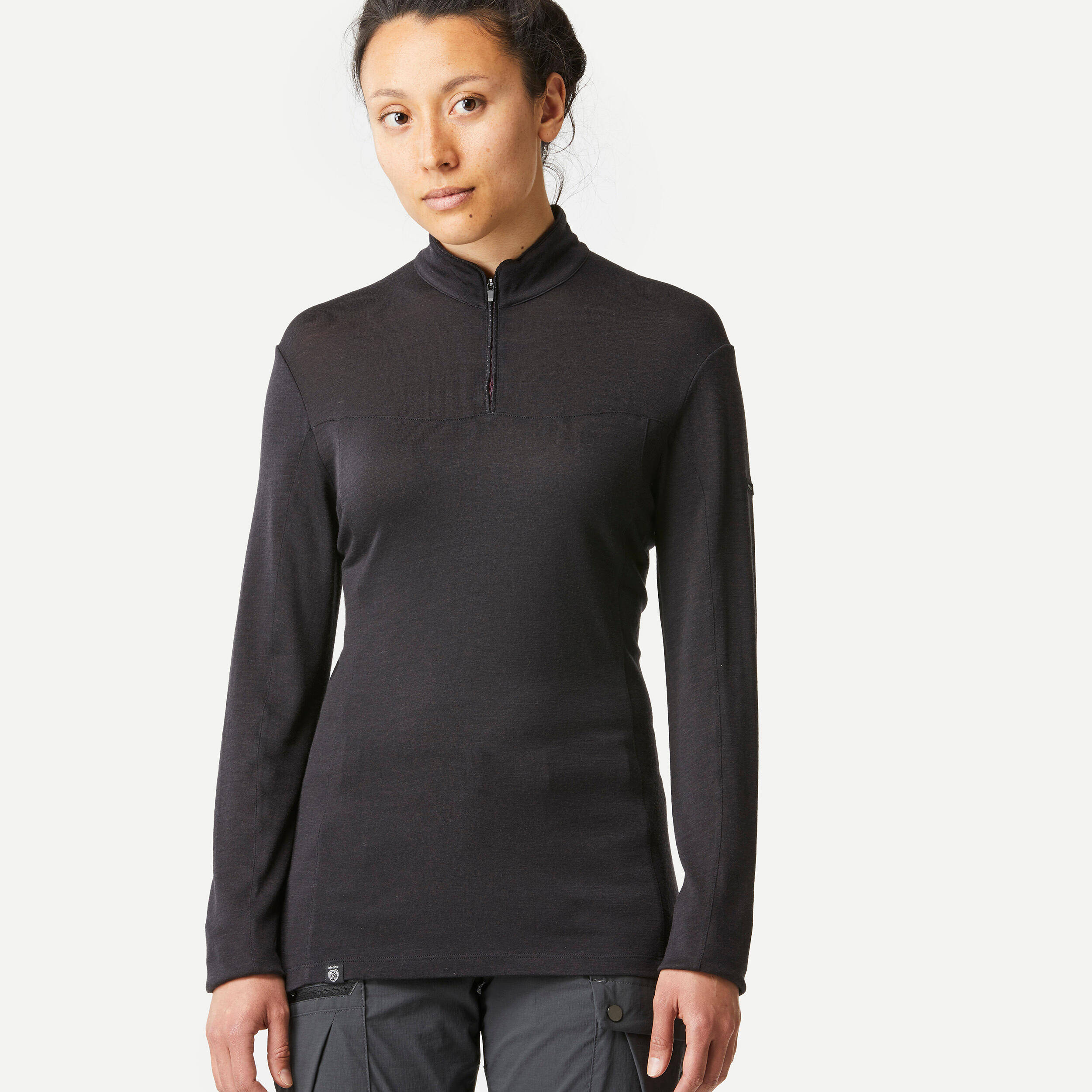 Women’s Long-sleeved Merino Zipped Neck T-shirt - MT500 -  1