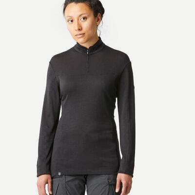Merinoshirt Damen langarm Brustreissverschluss - Merino Resist