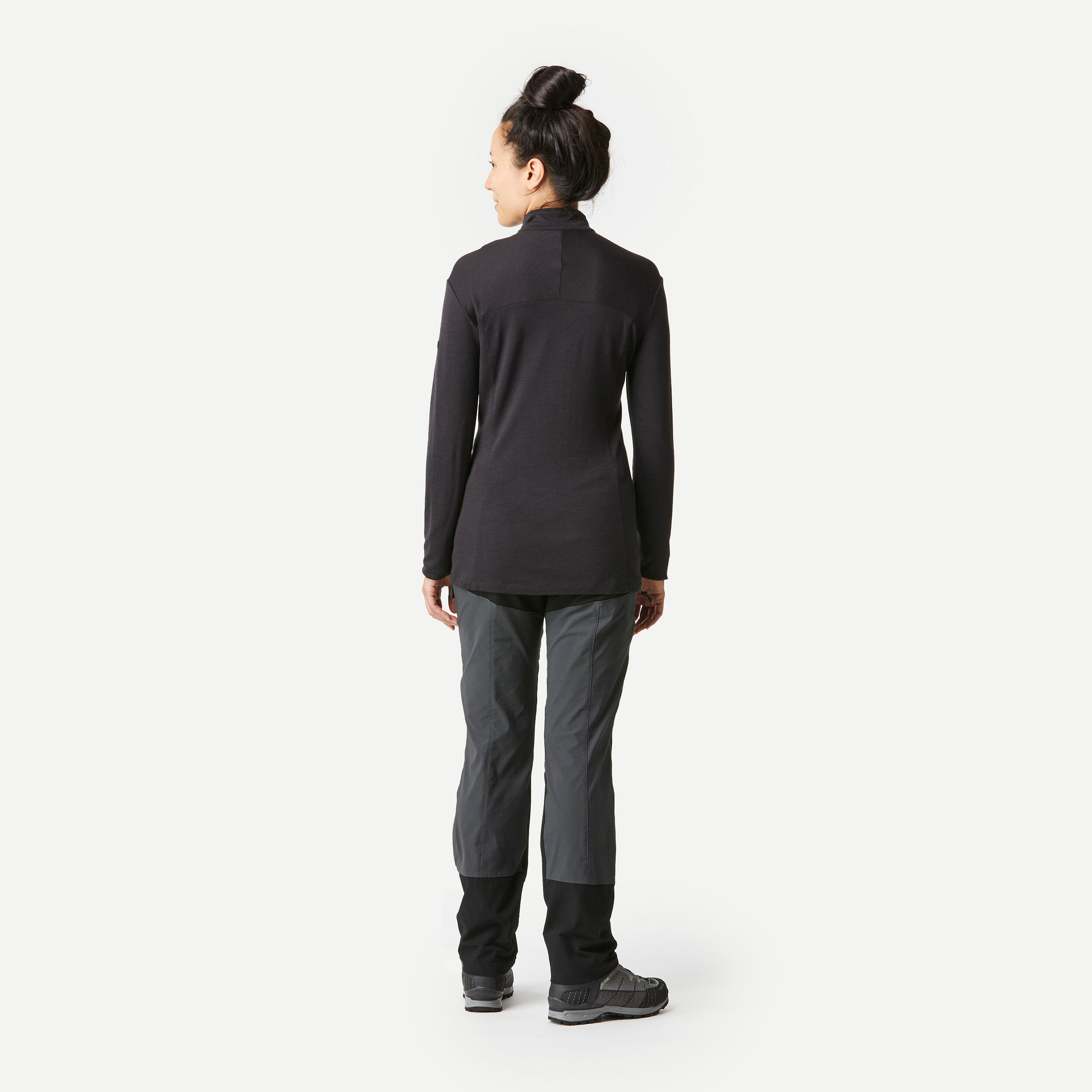 Women's Long-sleeved Merino Zipped Neck T-shirt - MT500 FORCLAZ