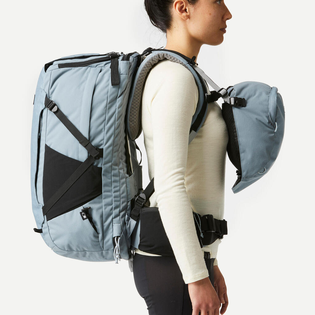 MOCHILA DE VIAJE Y SENDERISMO ABERTURA MALETA 50+6L - TRAVEL 900 - MUJER 