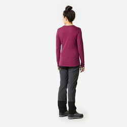 Women's MT500 long sleeve merino wool t-shirt  - BURGUNDY