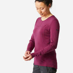 Women's MT500 long sleeve merino wool t-shirt  - BURGUNDY