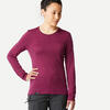 T-shirt en laine mérinos manche longue femme - MT500 BORDEAUX