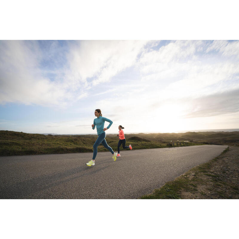 Naadloos hardloopshirt voor dames Skincare lange mouwen blauw