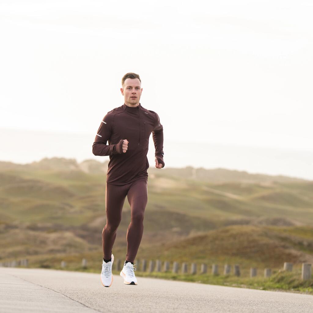 MEN'S WARM RUNNING TIGHTS - BURGUNDY