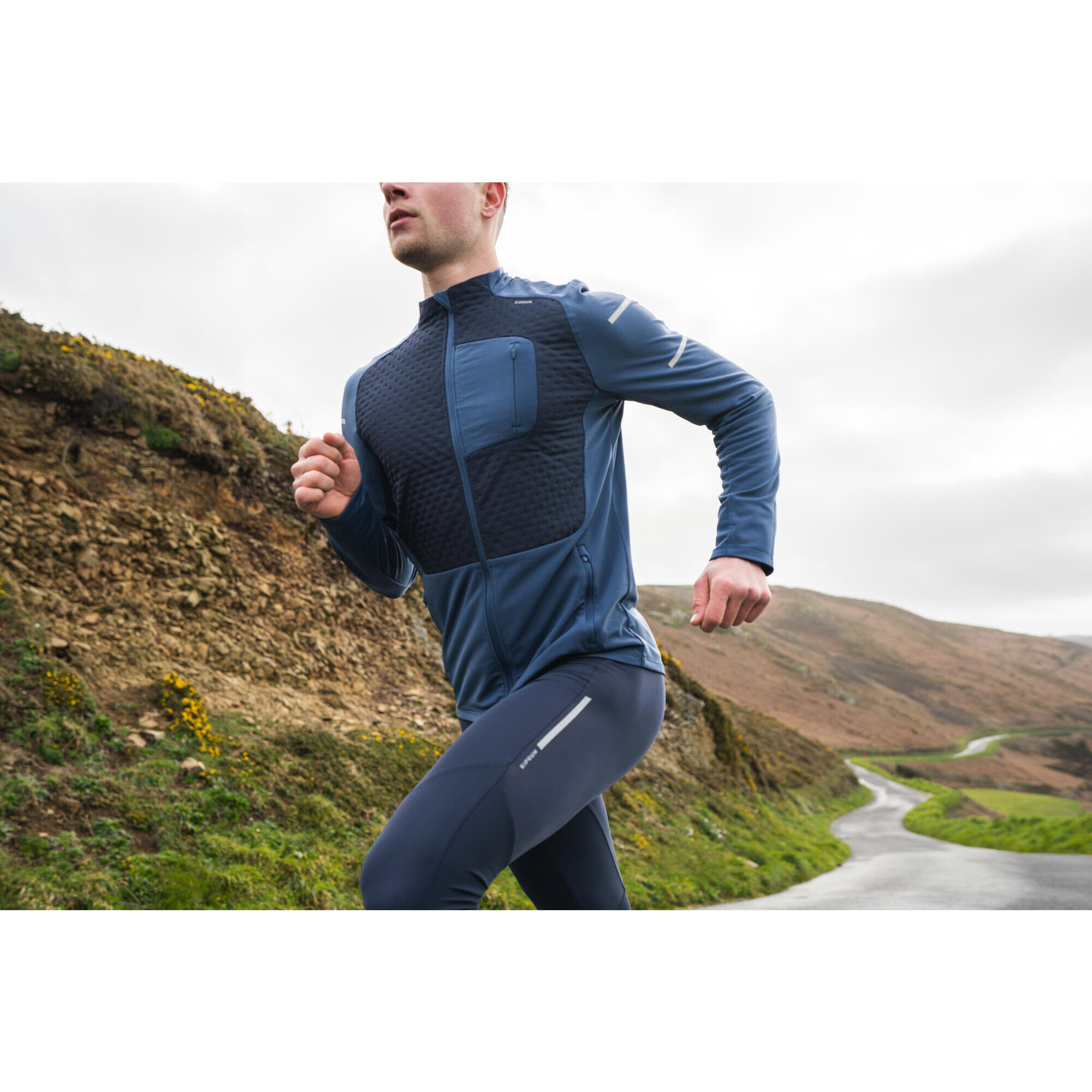 Men's warm running jacket - KIPRUN Run 900 Warm Abyssal blue