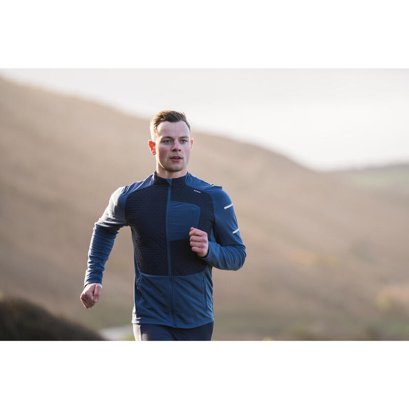 CHAQUETA CÁLIDA RUNNING INVIERNO HOMBRE - KIPRUN WARM AZUL PIZARRA 