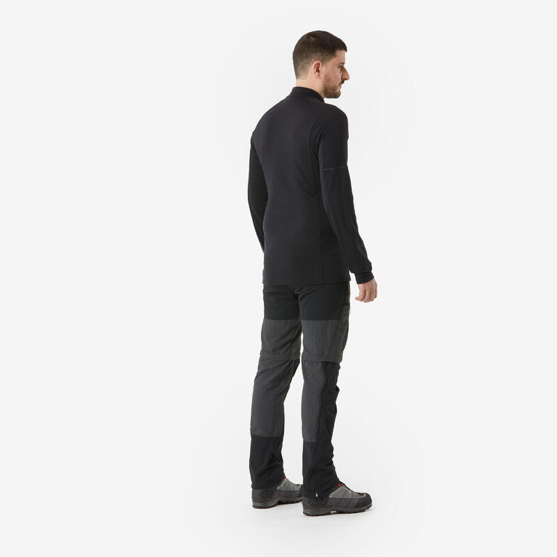 Bluză cu lână merinos, Merino Resist negru, bărbați