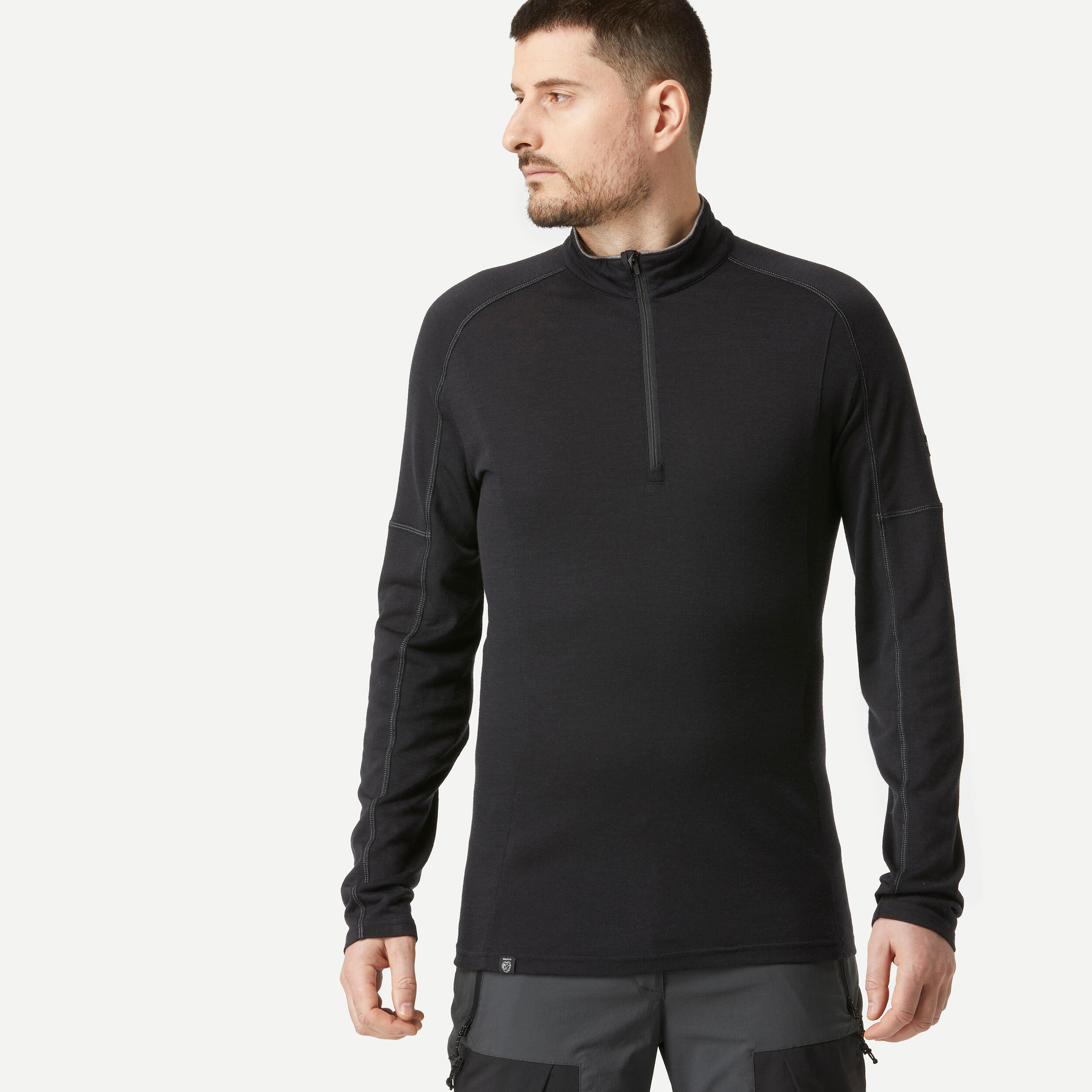 Men's MT500 long-sleeve merino wool zip collar mountain trek T-shirt