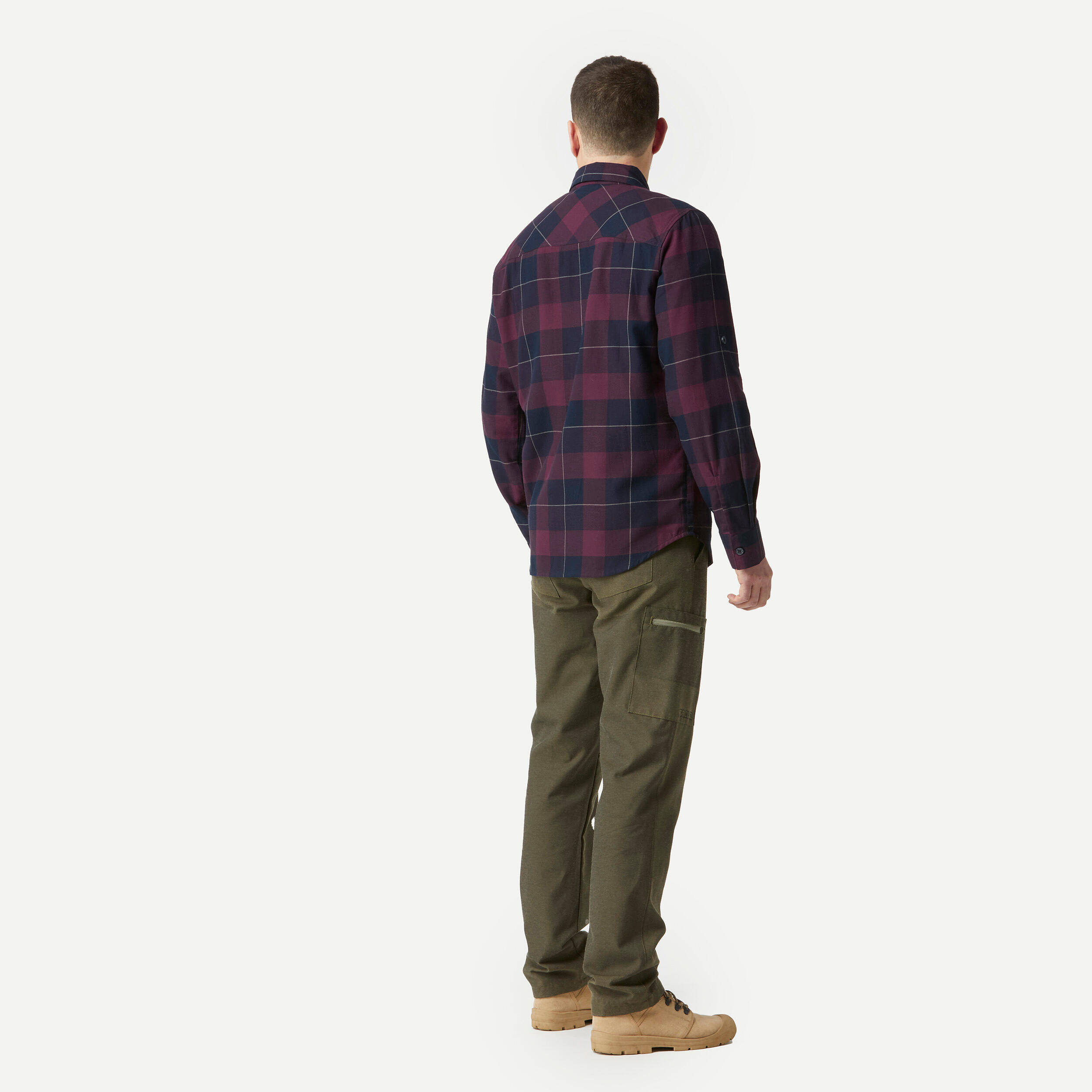 Men Checked Full Sleeve Light Flannel Shirt Red - Travel 500 -  4
