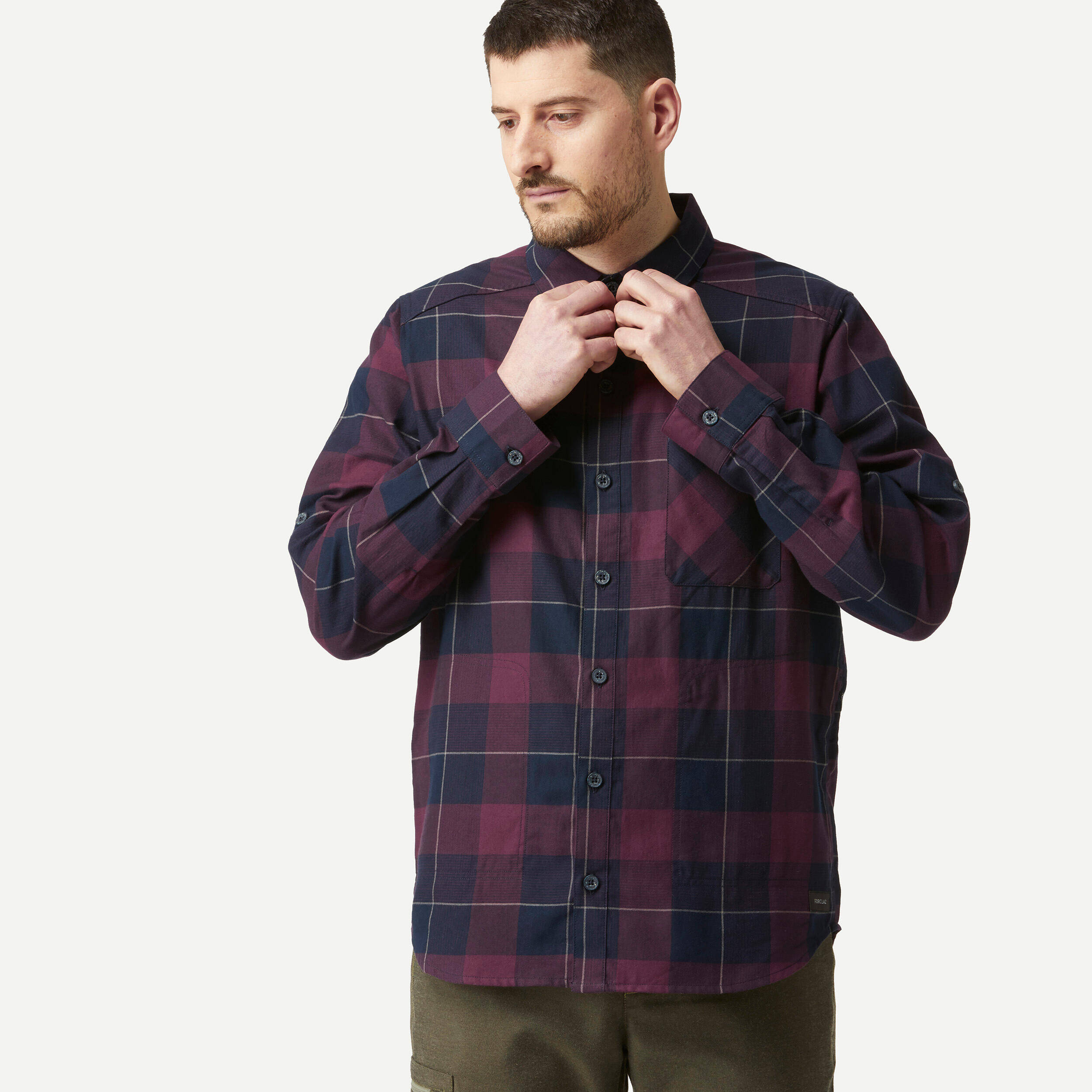 Men Checked Full Sleeve Light Flannel Shirt Red - Travel 500 -  2