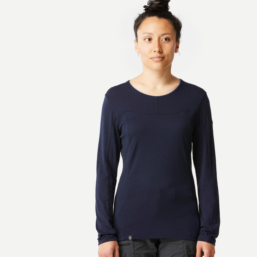 Women's MT500 long sleeve merino wool t-shirt  - BURGUNDY