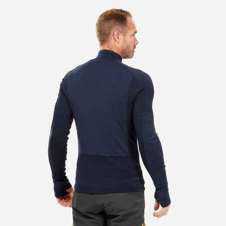 Vyriški ilgarankoviai merino vilnos žygių marškinėliai „MT900“, mėlyni