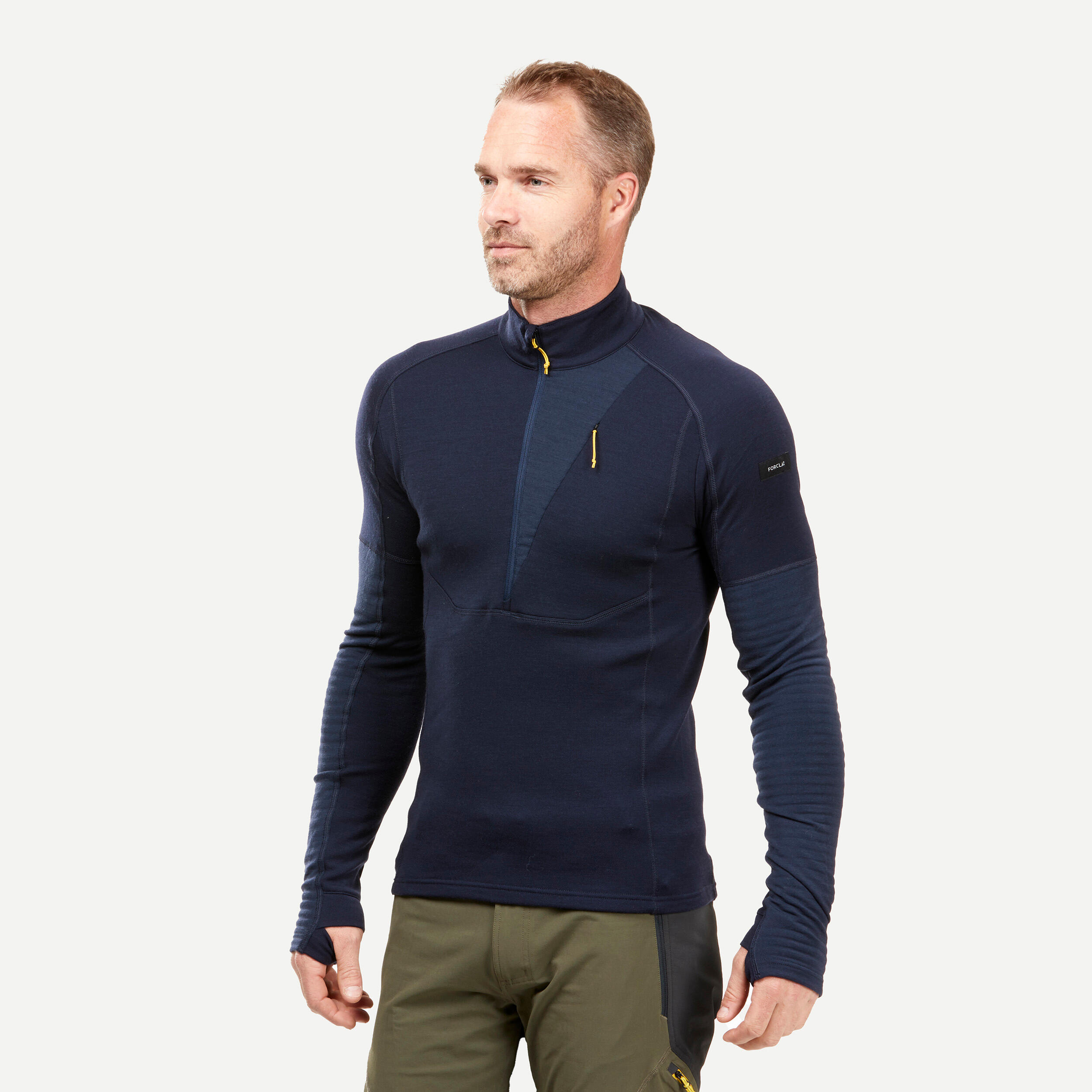 Men’s Merino Wool Hiking Shirt - MT 900 - Asphalt blue, Navy blue ...