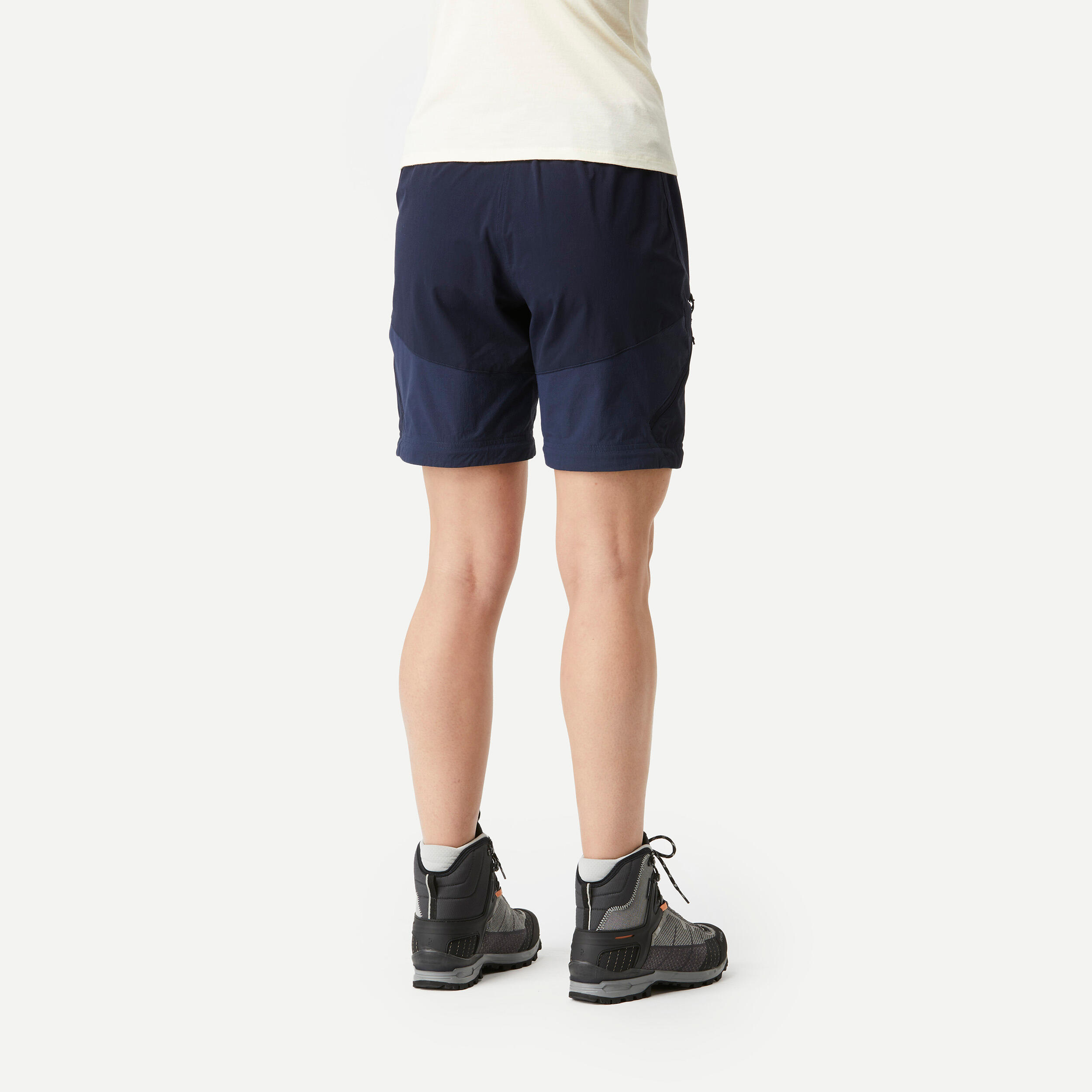 Women Zip-Off Dry Fit Durable Trekking Pants Blue - MT500