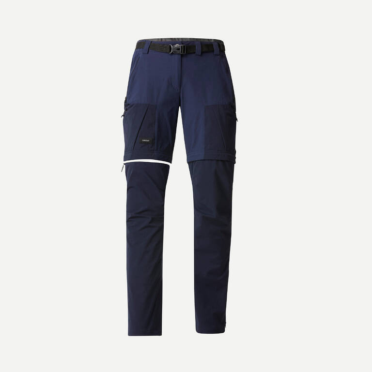 Women Trekking 2-in-1 Zip-Off Trousers MT500 Blue