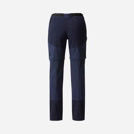 PANTALÓN TRANSFORMABLE SENDERISMO MUJER MT500 AZUL