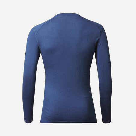 Vyriški ilgarankoviai 100% merino vilnos marškinėliai „MT500“, mėlyni