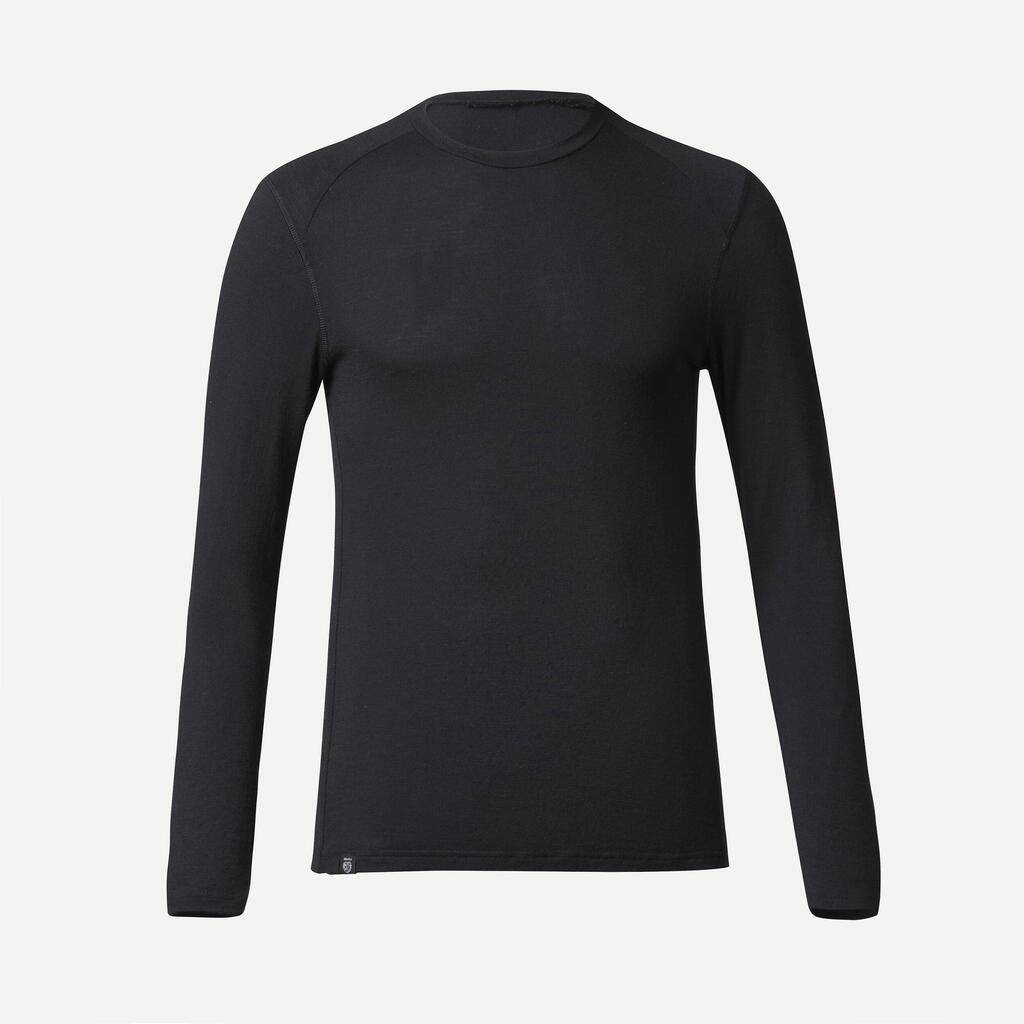 Langarmshirt Herren Merinowolle Bergwandern ‒ MT500 ungefärbt