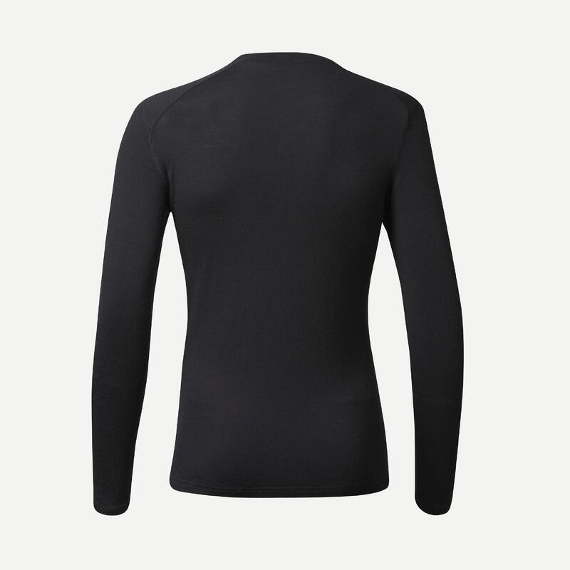 T-shirt lana trekking uomo MT500 WOOL nera