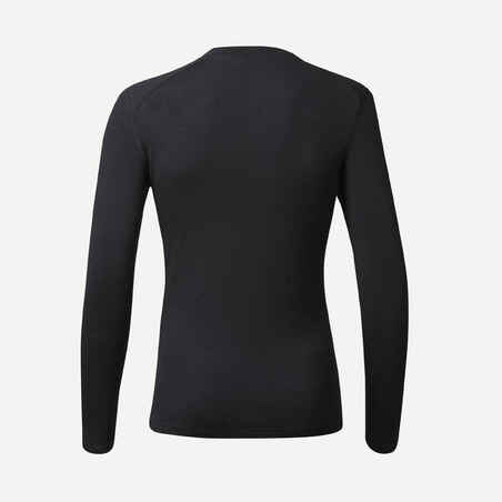Vyriški ilgarankoviai 100 % merinosų vilnos marškinėliai „MT500“, juodi