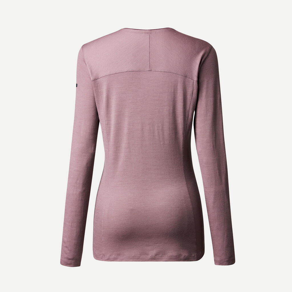 Women's MT500 long sleeve merino wool t-shirt  - BURGUNDY