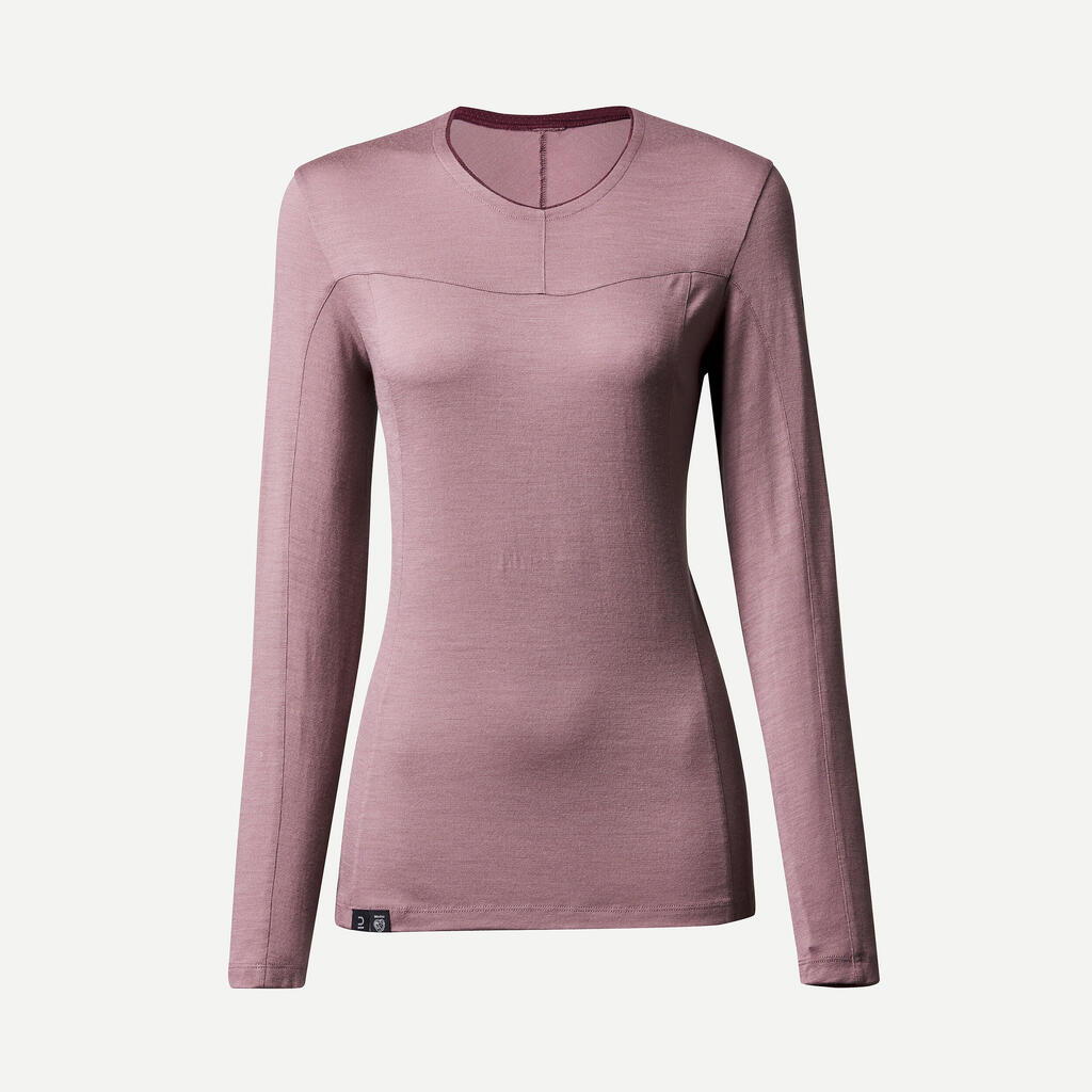 Women's MT500 long sleeve merino wool t-shirt  - BURGUNDY