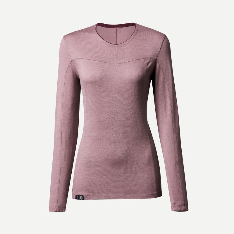 Camisola de Trekking de Lã Merino - MT500 Mulher Rosa velho