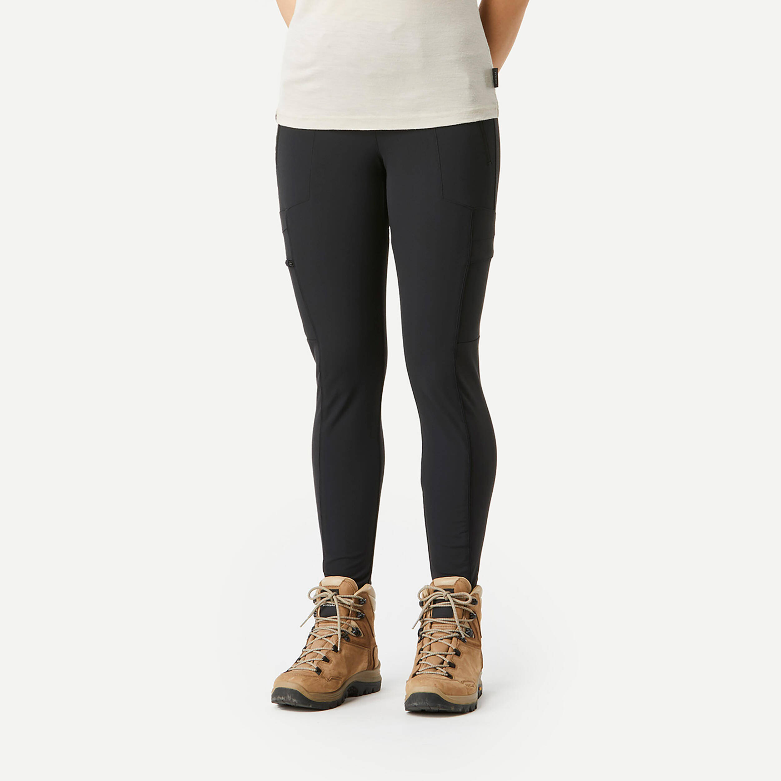 Women Stretchable Leggings with Pockets Black - Travel 500 -  3