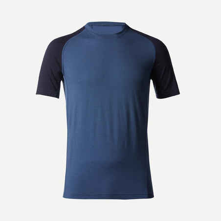 Camiseta lana merino de trekking para Hombre Forclaz MT500 azul
