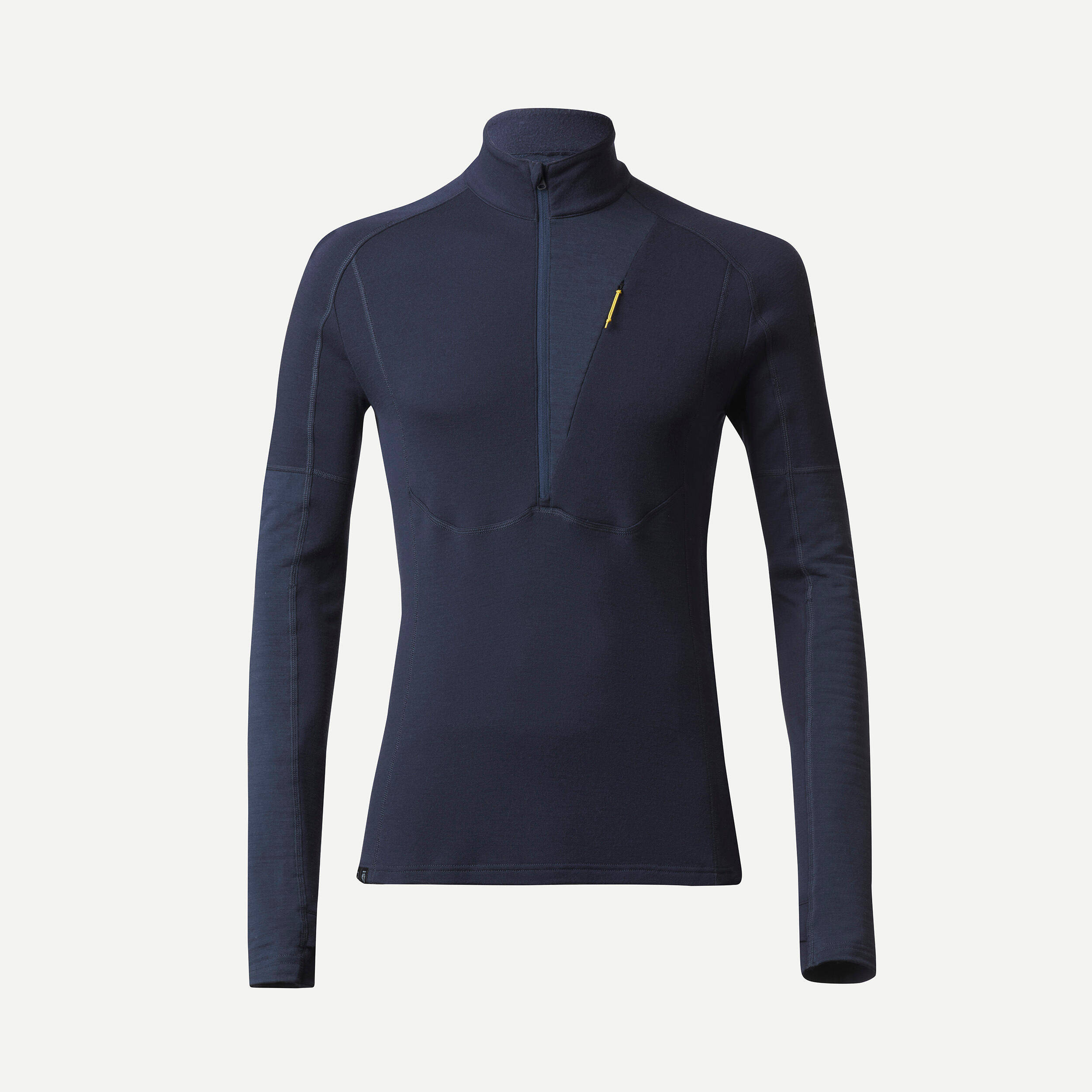 Men Long-sleeved Trekking Merino Wool T-shirt with Zipped Collar 