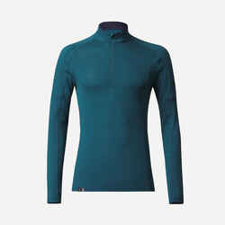 Men's Mountain Trekking Merino Wool Long-Sleeved T-Shirt with zip collar - MT500