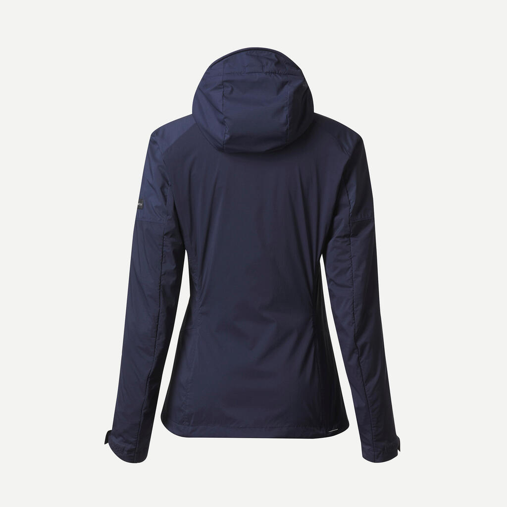 Women's Mountain Trekking Softshell Wind Jacket - TREK 900 Navy Blue