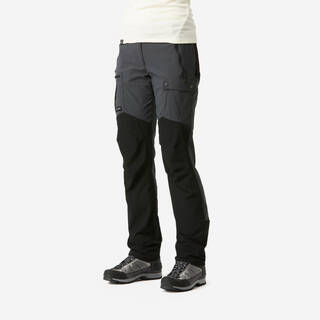 Women Water Repellent Trekking Trousers - Reinforced Stretch Fabric Quick Dry - Grey